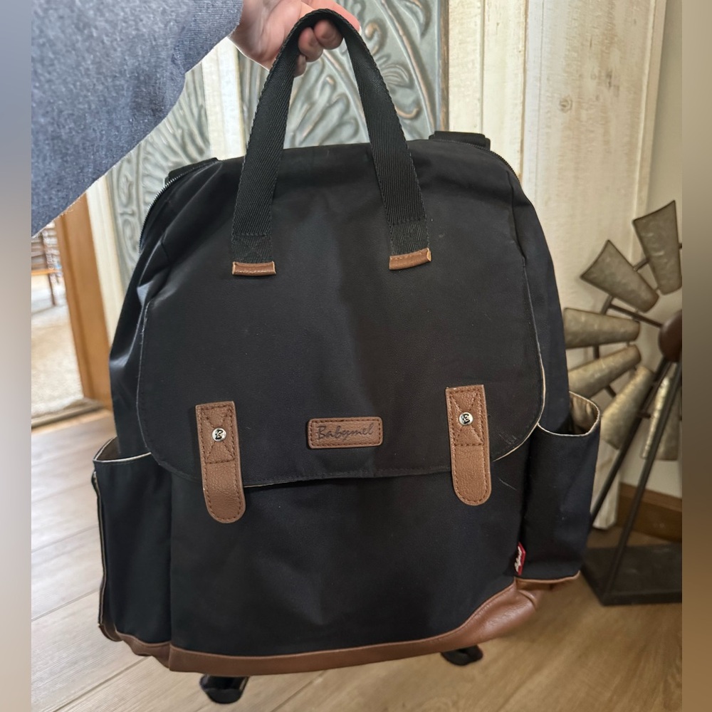 Babymel Black and Brown Diaper Backpack